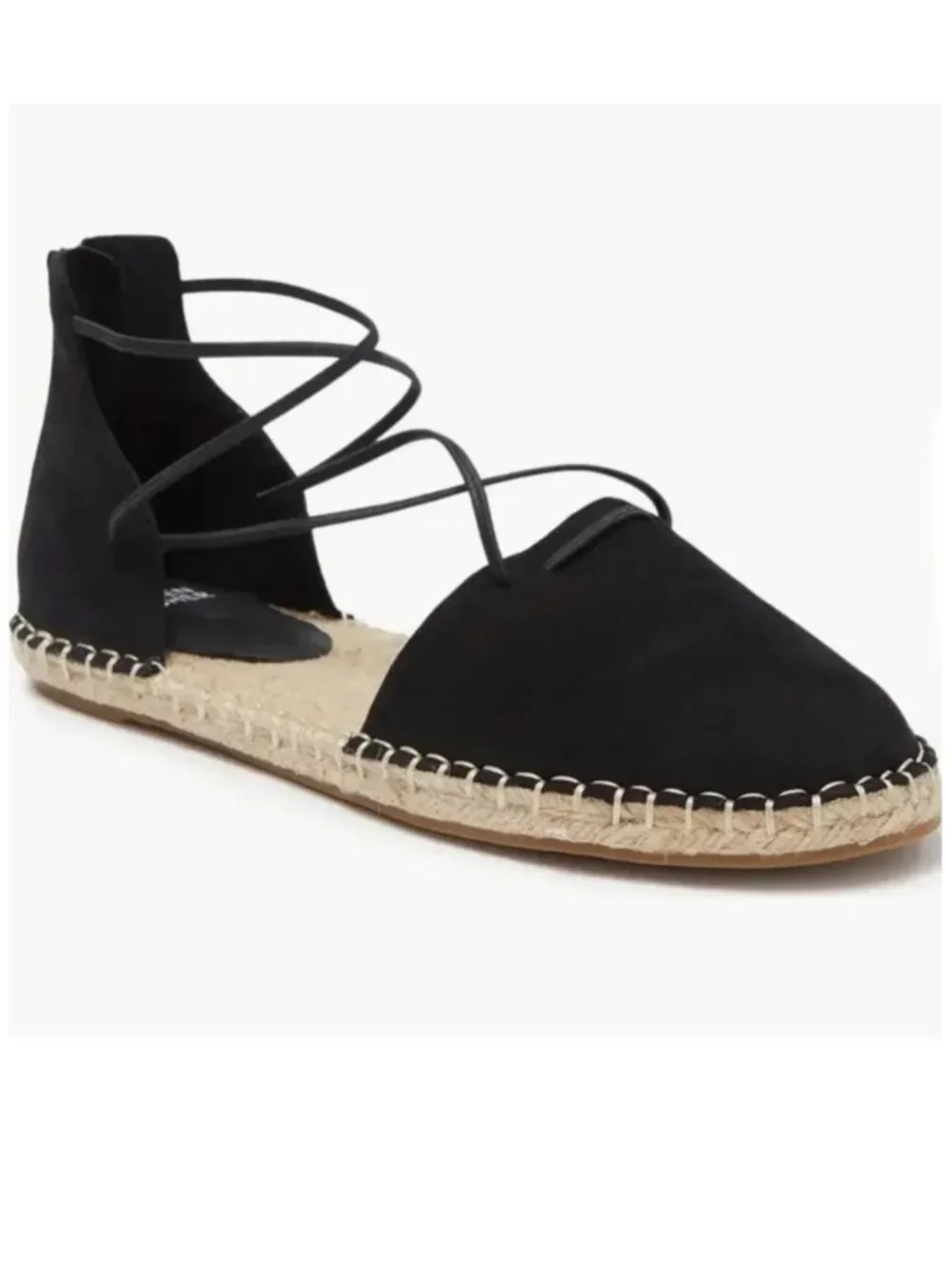 New EILEEN FISHER Black Lace-Up Espadrille Flat Sandal Women's 9 Summer Vacation